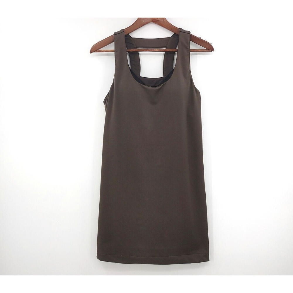 Athleta Dress Women Medium Brown Built In Bra Sleeveless Racerback Active